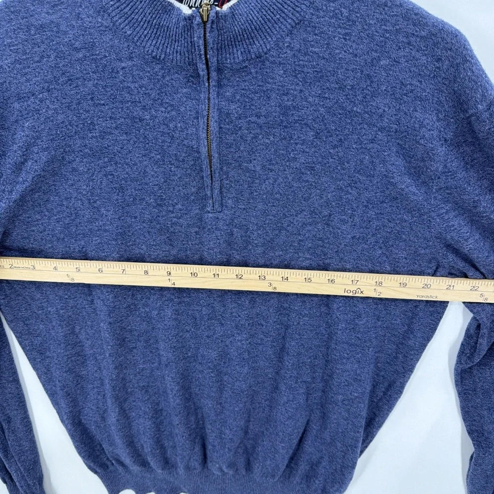 Johnnie-O Men's‎ Large Helios Blue 1/4 Zip Pullover Sweater Cotton Silk Blend